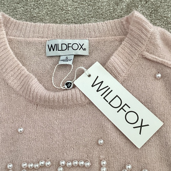 Wildfox Blush Pearl Embellished Sweater small - Picture 3 of 6
